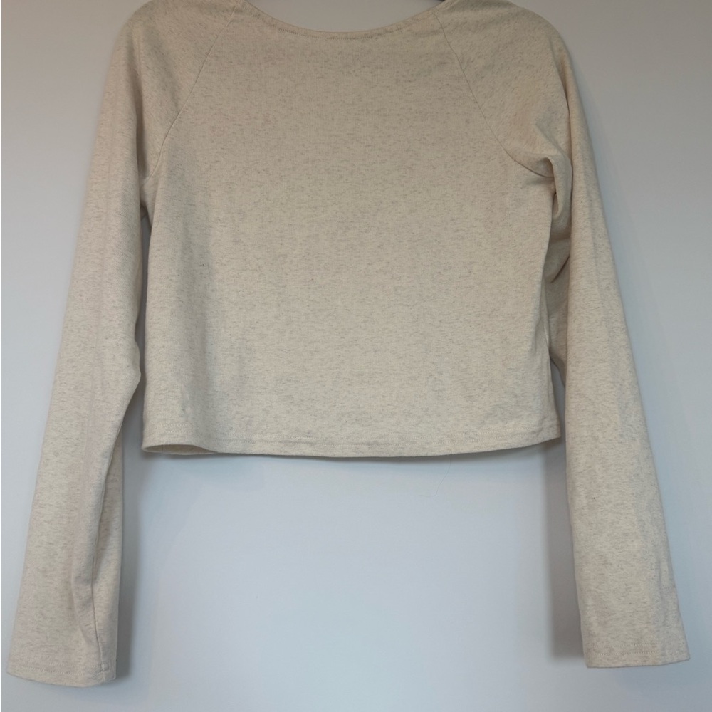 Aerie Cream Long Sleeve Crop Top